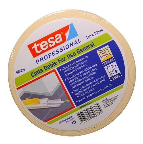 CINTA DOBLE FAZ 19MM X 5MT